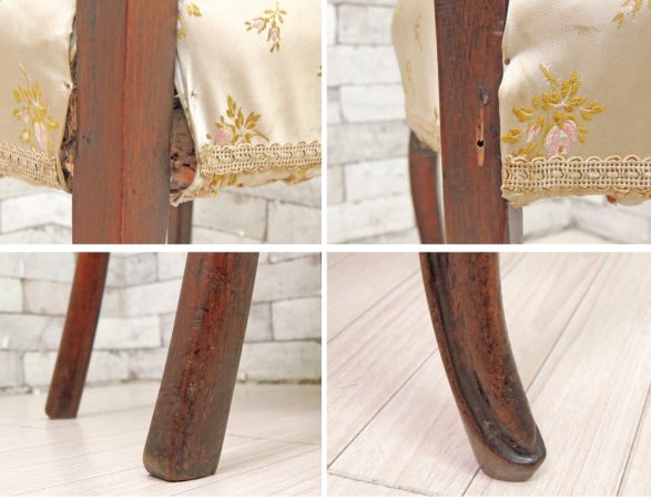 フランスビンテージ French Vintage バルーンバックチェア ダイニングチェア 花柄ファブリックシート クラシカル フレンチカントリー ●