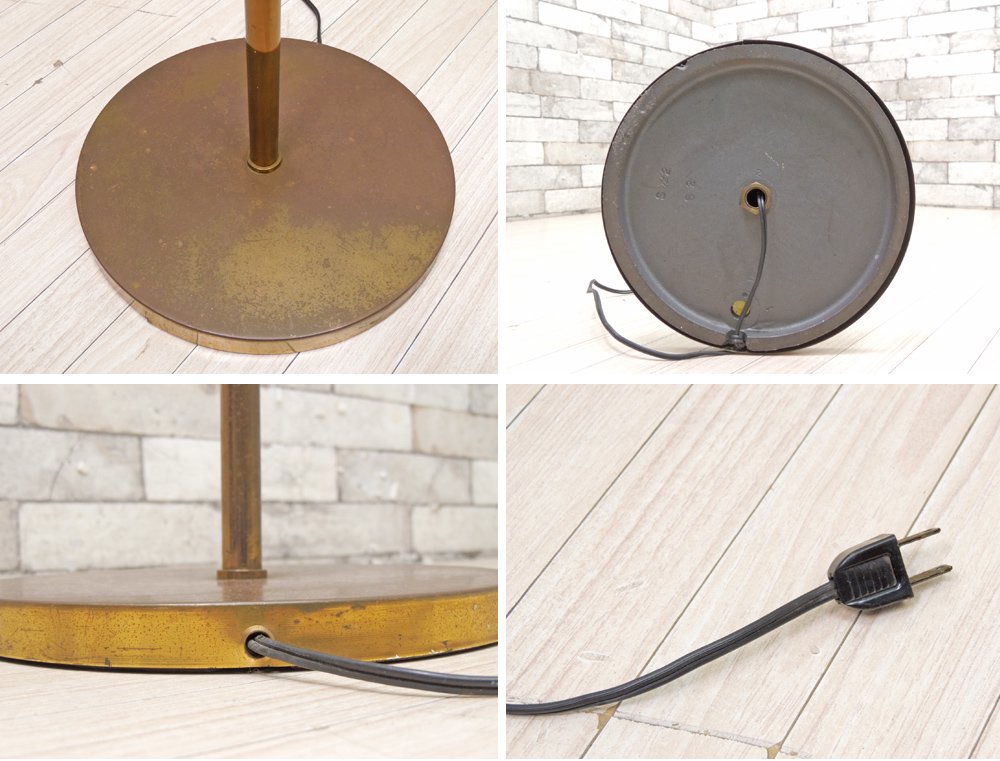USビンテージ Vintage 真鍮製 3灯式 フロアスタンドライト 照明 ゴールド H148cm ミッドセンチュリー 米国 ●