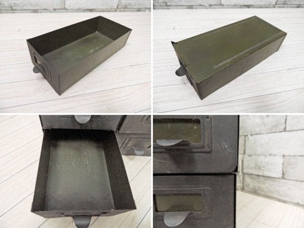 ビンテージ Vintage スチール ミニドロワー18杯 キャビネット 小引き出し ツールボックス 収納 ネームプレート付 インダストリアル B ●