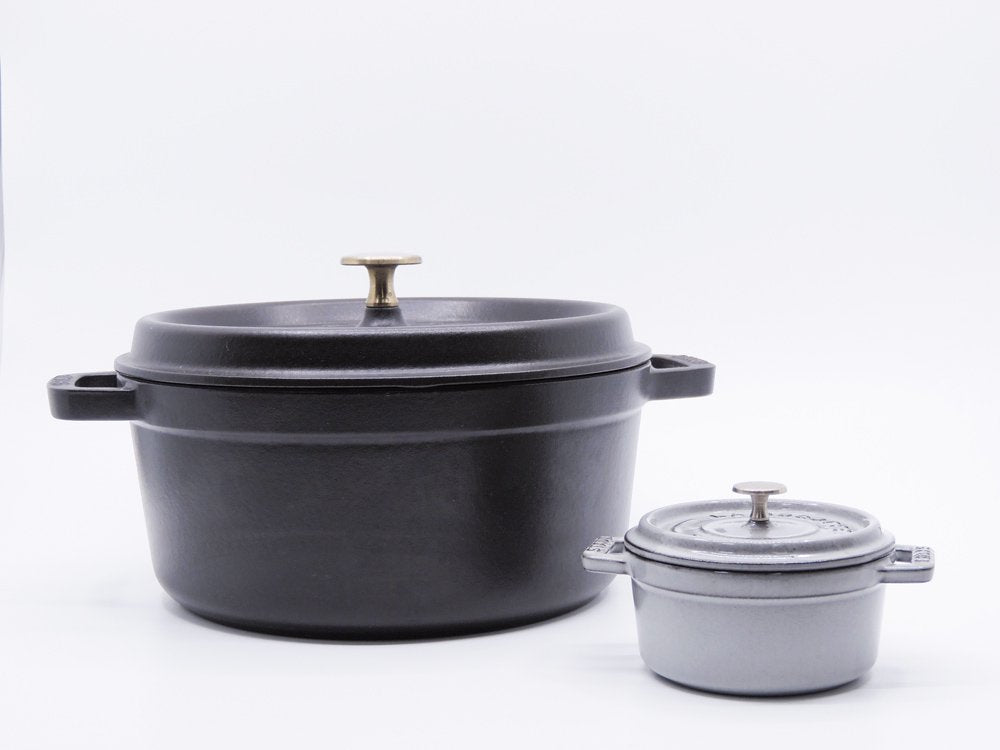 ストウブ staub ミニ ピコ ココット ラウンド グレー系 ホーロー鍋 両手鍋 10cm 0.25L 箱付 ●