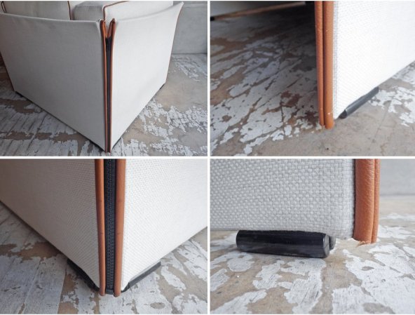 カッシーナ Cassina デュック 405 DUC 1人掛けソファ クッション付 ファブリック ホワイト系 マリオ・ベリーニ Mario Bellini モダンデザイン ♪