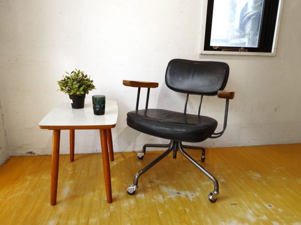 トラックファニチャー TRUCK FURNITURE デスクワーク チェア DESKWORK CHAIR L-4 本革 レザー アイアンフレーム 昇降機能&キャスター付 ★