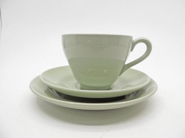 スポード SPODE フレミッシュグリーン FLEMISH GREEN カップ&ソーサー & プレート Φ16cm トリオセット 陶器 食器 UKビンテージ Vintage ●