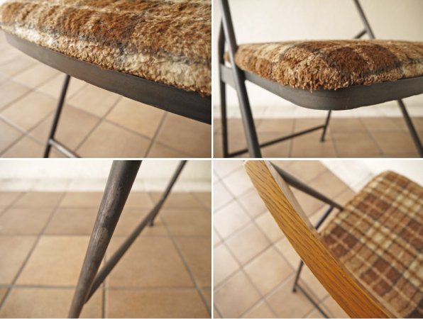 トラックファニチャー TRUCK FURNITURE スットチェア SUTTO CHAIR スチールロッド×オーク無垢材 タータンチェック インダストリアル 廃盤品 ◇