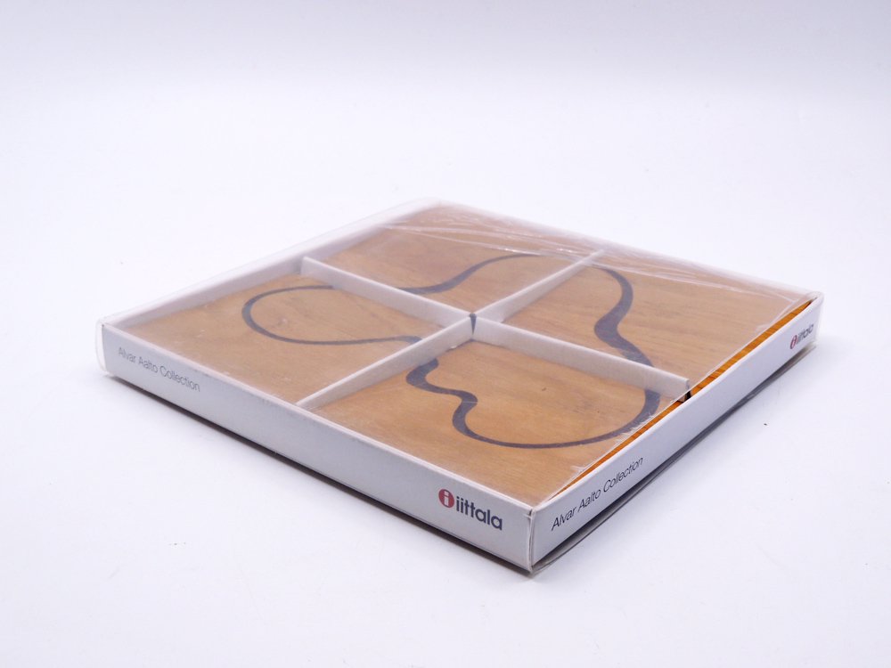 イッタラ iittala アルヴァ・アアルト コレクション Alvar Aalto Collection ウッドコースター 4枚セット オーク材 箱付 フィンランド 北欧雑貨 ●