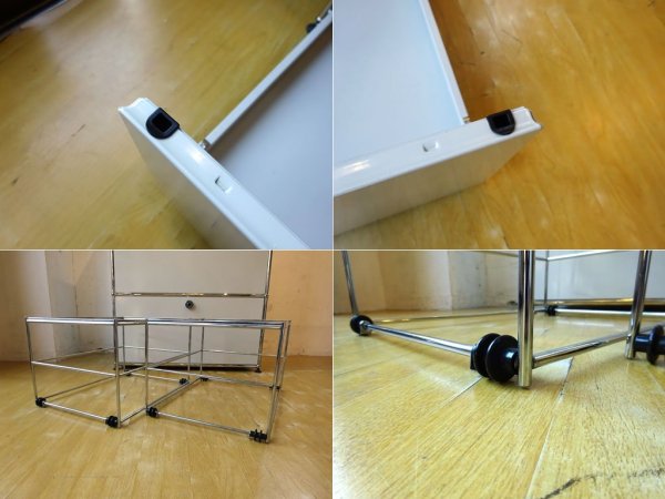 ユーエスエムハラー USM Haller モジュラーファニチャー ハラーシステム 1列3段 シェルフ ドロップダウン& エクステンションドロワー ライトグレー 定価23.3万円 ★