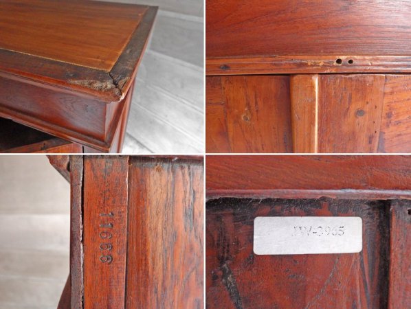 オールドメゾン old maison カップボード ガラス キャビネット 古材 チーク材 ビンテージスタイル 鍵付き ♪