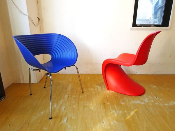ヴィトラ vitra トムバックチェア Tom Vac ダイニングチェア ブルー ロン アラッド Ron Arad オブジェ 背座一体成型 ★