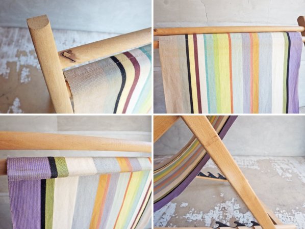 レ・トワール・デュ・ソレイユ LES TOILES DU SOLEIL デッキチェア 高さ調整可能 ストライプ 生地 フランス ♪