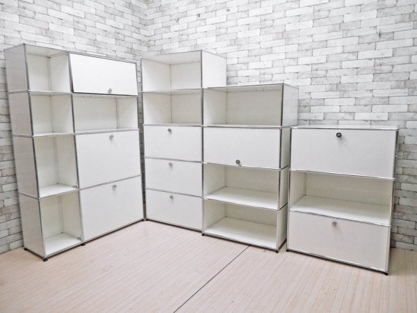 USMモジュラーファニチャー USMハラーシステム 2列4段 ドロップダウンドア×2 フリップアップドア×1 キャビネット ホワイト セミオーダー 参考価格 \356,791- ●