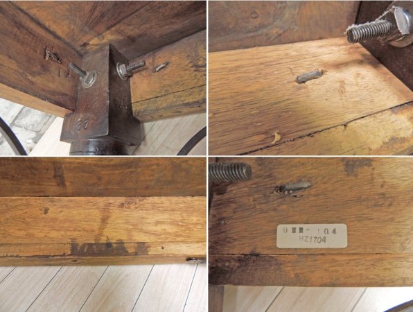 オールドメゾン old maison チーク材 鋲留め ローテーブル インディアン アンティーク調 ●