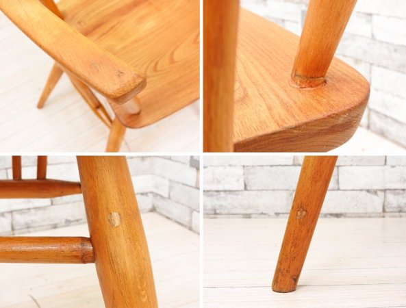 アーコール Ercol スティックバックチェア スピンドルチェア エルム材 UKビンテージ Vintage 英国家具 ●