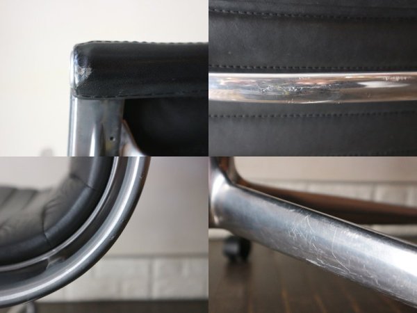 ハーマンミラー Herman Miller アルミナムグループ マネージメントチェア 本革 ブラック ローバック イームズ B ◎