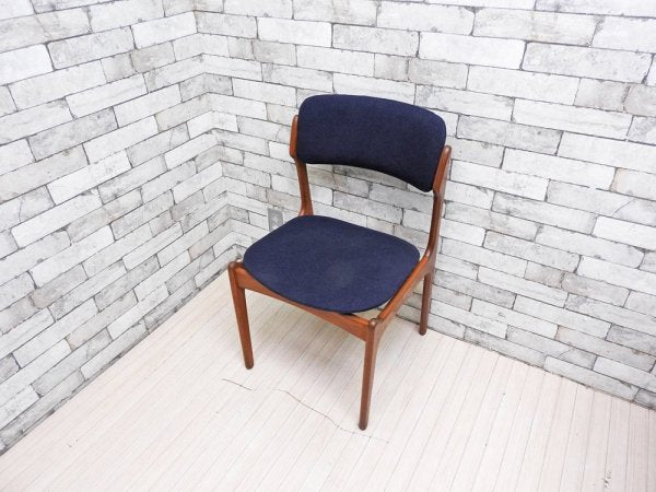 オーディーモブラー O.D.Mobler チーク材 ダイニングチェア model49 ネイビー Erik Buck デンマークビンテージ 北欧家具 ●