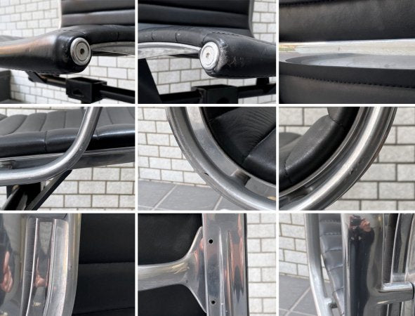 ハーマンミラー Herman Miller アルミナムグループ マネジメントチェア ローバック レザーシート 5本脚 C&Rイームズ ミッドセンチュリー A ■