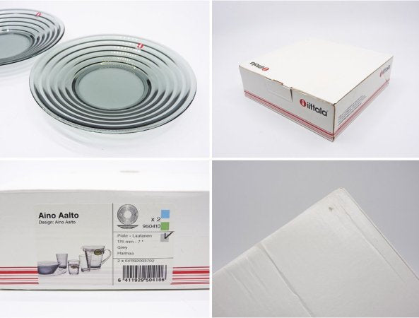 イッタラ iittala アイノ アアルト Aino Aalto プレート グレー 2個セット BOX付き A ●