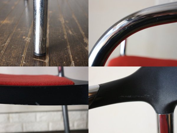 ウィルクハーン Wilkhahn 310/3 Senzo Chair スタッキング アームチェア ファブリック レッド 廃盤 B ◎