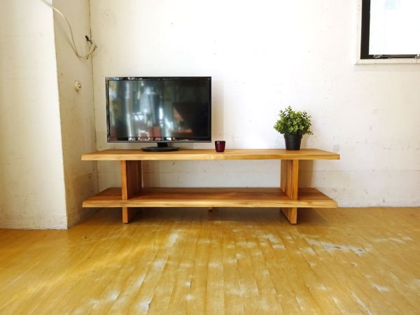 ウニコ unico ソト SOTO チーク無垢材 AVボード テレビボード オープンタイプ ローボード 耳付き 幅 120cm ★