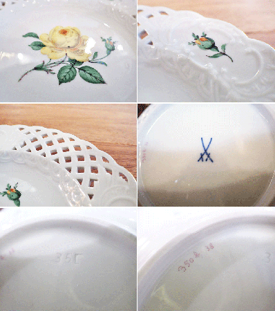 マイセン meissen ベーシックフラワー プレート 1つ花 金彩 透かし彫り Φ15cm ドイツ ●