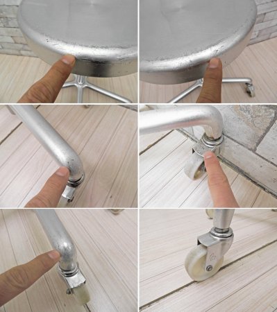 タカラベルモント TAKARA BELMONT D STOOL ALUMI スツール アルミ BEAUTY CHAIR SC-240W 美容室 スペースエイジ 現行品定価37,400円 ●