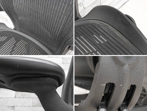 ハーマンミラー Herman Miller アーロンチェア Aeron Chair スタンダード Bサイズ グラファイトカラー グラファイトベース デスクチェア フル装備 ●