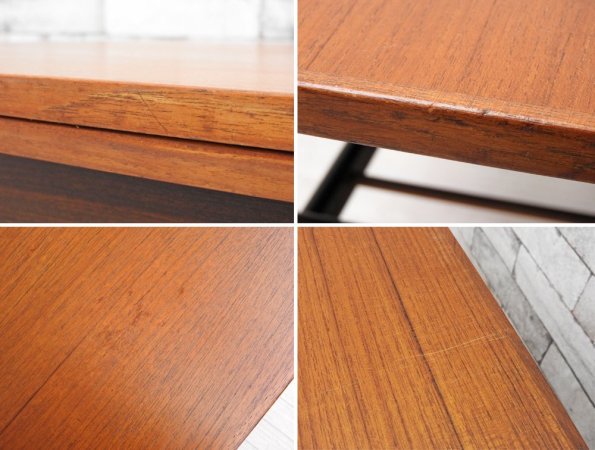 デンマークビンテージ Danish Vintage チーク材 エレベーターテーブル ローテーブル ダイニングテーブル ラック付 伸長式&リフティング 6way 北欧家具 ●