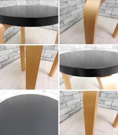 アルテック Artek Stool60 スツール 80周年記念モデル ブラックラッカー アルヴァ・アアルト 北欧家具 ●