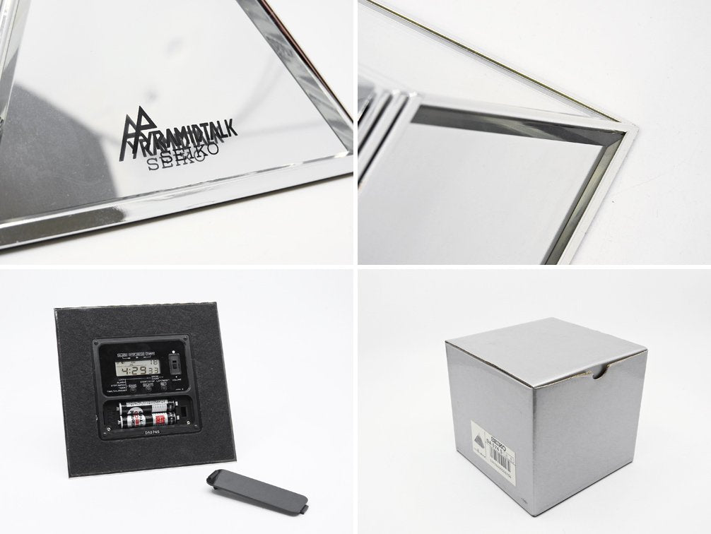 セイコー SEIKO ピラミッドトーク PYRAMIDTALK 電波時計 トーキングクロック シルバー クオーツ 昭和レトロ 取扱説明書&箱付 ●