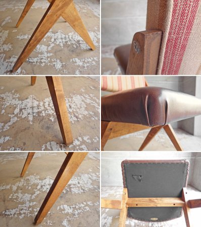 コンプレックス COMPLEX スパイチェア SPY CHAIR 2脚セット ダイニングチェア ストライプ柄 ファブリック × PVCレザー A ♪
