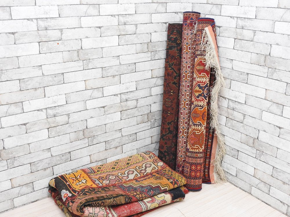 アフガニスタン絨毯 トラディショナルカーペット ラグ トライバル柄 108×147cm ウール100% ブラウン系 ●