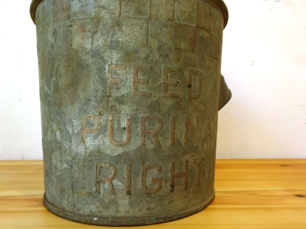 USビンテージ Purina Mills 飼料用 ブリキ メジャーバケツ Tinplate Major bucket アメリカン雑貨 インテリア ベース ★