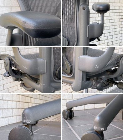 ハーマンミラー Herman Miller アーロンチェア ライト Bサイズ ポスチャーフィット クラシックカーボン グラファイトカラーベース バナナクッション交換済み ■