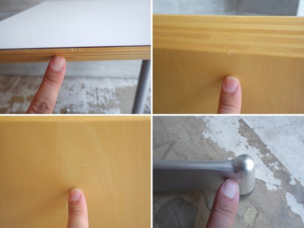 ディーアンドデパートメント D&DEPARTMENT カフェテーブル Cafe Table ホワイトメラミン天板 クロームメッキ X脚 ミッドセンチュリー ♪