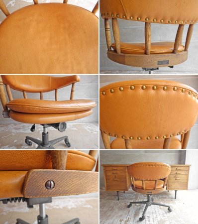 トラックファニチャー TRUCK FURNITURE ハリソン デスクチェア HARRISON DESK CHAIR 本革 キャストアイアン キャスター付き 定価305,800円 ♪