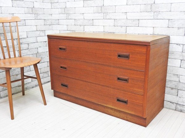 ジャパンビンテージ Japan Vintage チーク材 チェスト 3段 仕切り板付 H67cm 北欧スタイル 昭和レトロ ●