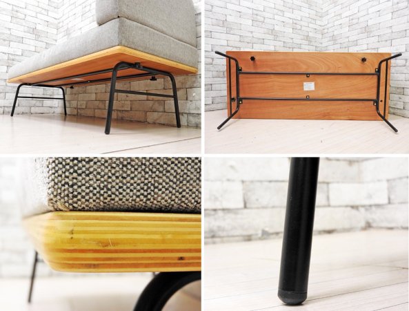 ウニコ unico ファニート FUNEAT ベンチ 片アーム オーク材 鉄脚 カバーリング レトロデザイン カフェスタイル 定価\74,580- ●