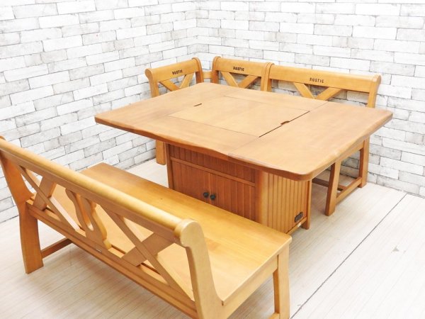 カリモク karimoku ルスティック RUSTIC 3人掛けダイニングチェア ベンチ カントリースタイル 廃番 参考価格:4.2万円 ●
