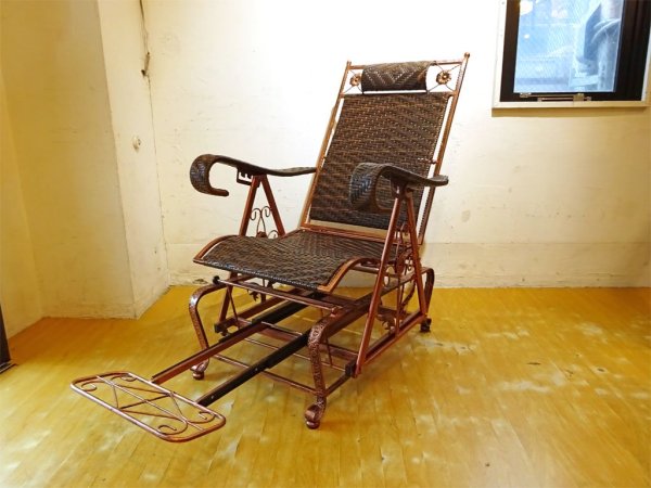 パティオ PVCウィッカー グライダーチェア フットレスト patio Resin Wicker Glider chair ブロンズ塗装 ★