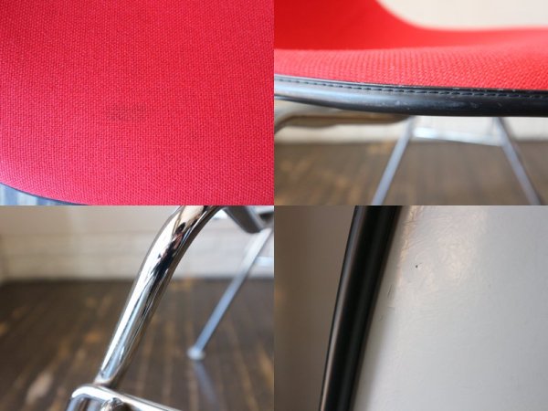 ハーマンミラー Herman Miller ビンテージ サイドシェルチェア スタッキングベース DSS ナローマウント ジラルド生地 Hopsak レッド M.F.S製 イームズ A ◎