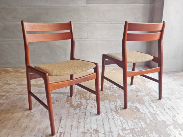 北欧 ビンテージ Scandinavian Vintage ダイニングチェア チーク材 × ファブリック 北欧家具 B ♪