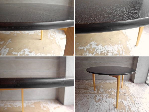 イデー IDEE ダイニングテーブル DCブラック DINING TABLE DC Brown ラウンド タモ材天板 3本脚 長大作 参考価格¥151,800- ♪