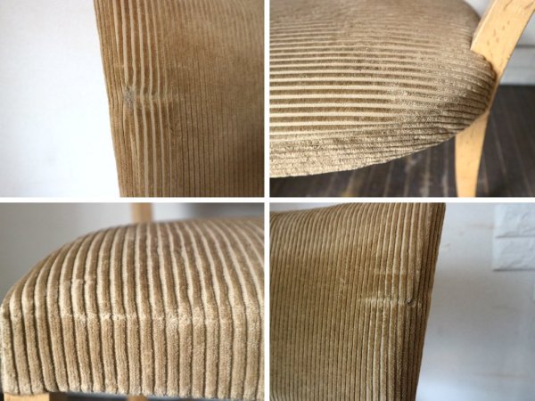 トラックファニチャー TRUCK FURNITURE エスアールチェア SR CHAIR ダイニングチェア ナラ無垢材 コーデュロイ生地 F-21 グリーン ナチュラル 定価¥67,100- B ◎