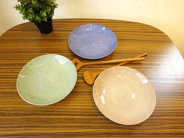 アラビア Arabia アベック 24h Avec 24cm パスタプレート ブルー 旧アラビア 王冠ロゴ フィンランド 未使用保管品 ★