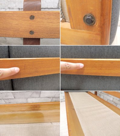 ゲタマ GETAMA GE236 3人掛けソファ オークフレーム マハラム生地 グレー ファブリック張替&ウレタン交換済 ウェグナー Hans J. Wegner デンマーク 北欧ビンテージ ●