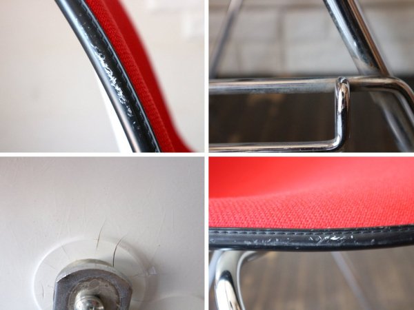 ハーマンミラー Herman Miller ビンテージ サイドシェルチェア スタッキングベース DSS ナローマウント ジラルド生地 Hopsak レッド M.F.S製 イームズ D ◎