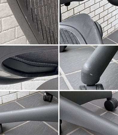 ハーマンミラー Herman Miller アーロンチェア Bサイズ ポスチャーフィット クラシックカーボン グラファイトカラーベース フル装備 ■