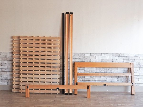 無印良品 MUJI ダブルサイズ ベッドフレーム オーク無垢材 W140cm 廃番 ナチュラル 定価¥65,000- ●