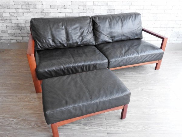 アクタス ACTUS ボスコ A-BOSCO 3S SOFA 3Pソファ チェリー無垢材 レザー 定価約25万円 ●