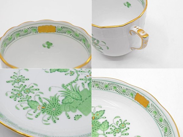 ヘレンド HEREND HVNGARY インドの華 コーヒーカップ&ソーサー ハンドペイント 白磁食器 ハンガリー ●