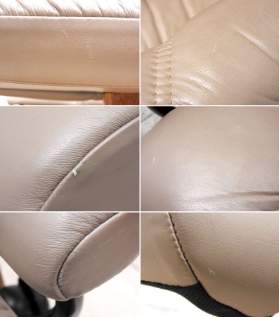 エコーネス EKONES ストレスレスチェア stressless リクライニングチェア & オットマン ベージュ レザー 北欧 ノルウェー ●